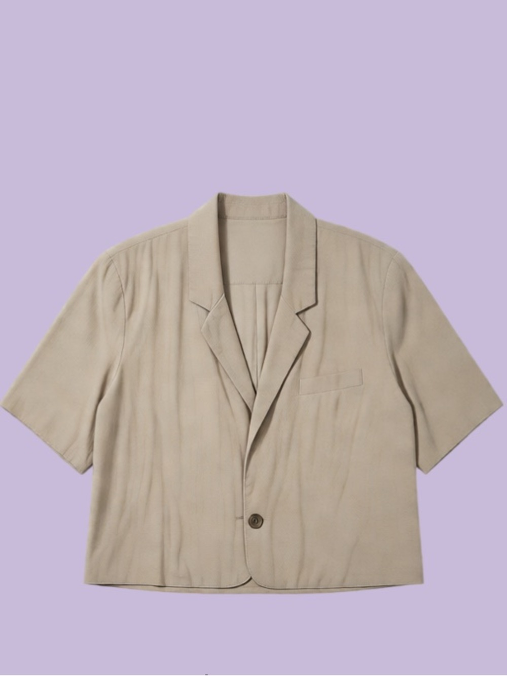 Neutral Short-Sleeve Women's Blazer - Beige